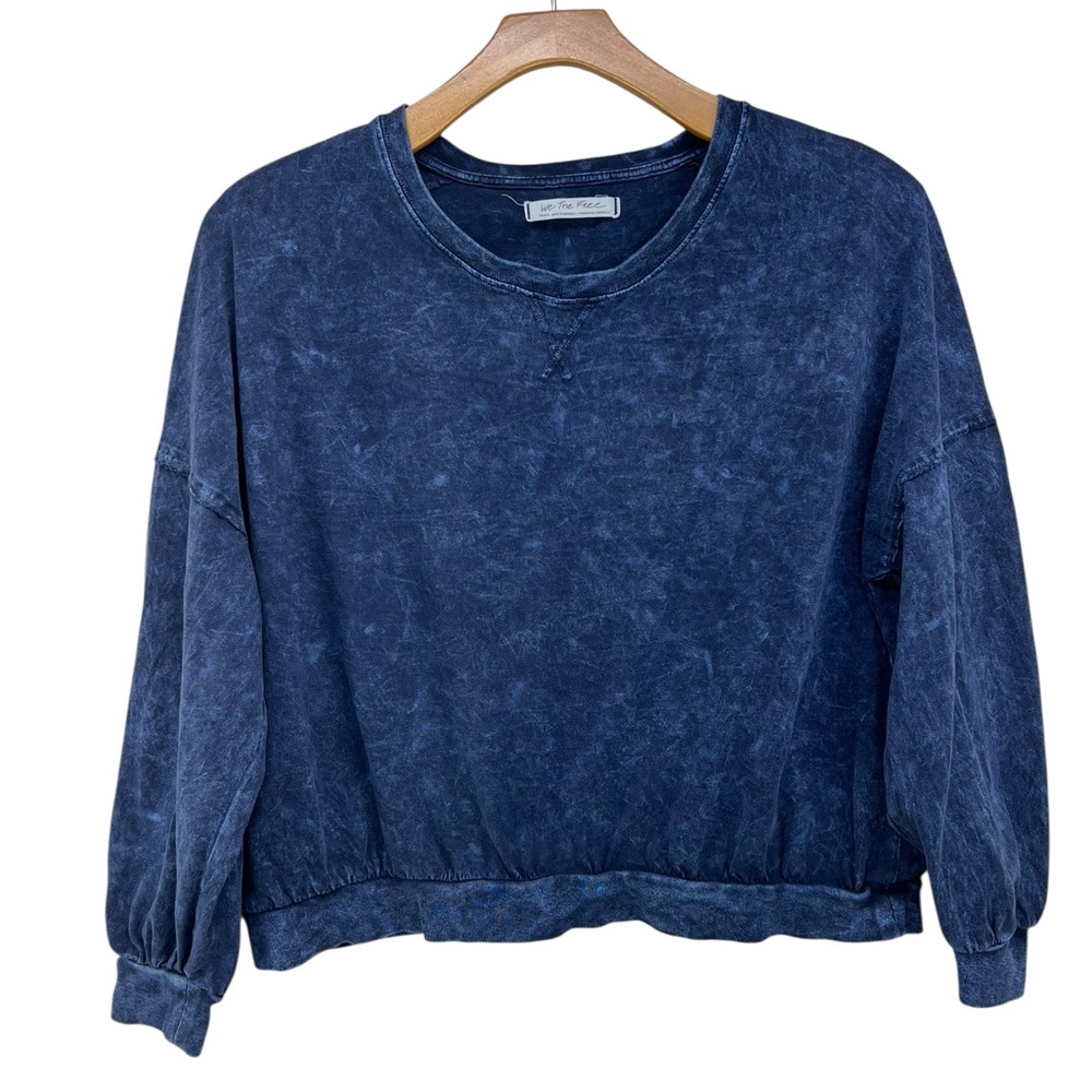 We the Free Blue Vintage Wash Light Weight Banded  Long Sleeve Tee Womens Small
